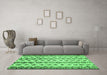 Machine Washable Abstract Emerald Green Contemporary Area Rugs in a Living Room,, wshcon835emgrn