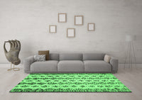 Machine Washable Abstract Emerald Green Contemporary Rug, wshcon835emgrn