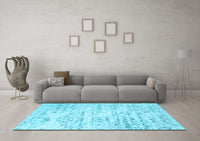 Machine Washable Solid Light Blue Modern Rug, wshcon836lblu