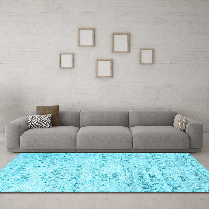 Machine Washable Solid Light Blue Modern Rug in a Living Room, wshcon836lblu