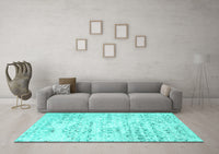 Machine Washable Solid Turquoise Modern Rug, wshcon836turq