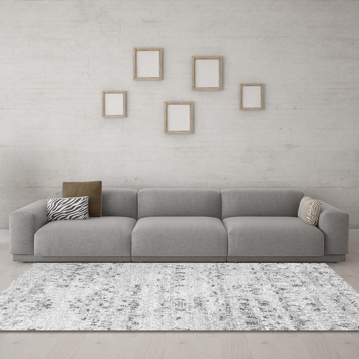 Machine Washable Solid Gray Modern Rug in a Living Room,, wshcon836gry