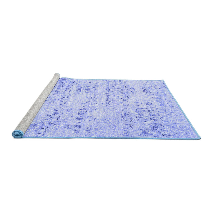 Sideview of Machine Washable Solid Blue Modern Rug, wshcon836blu