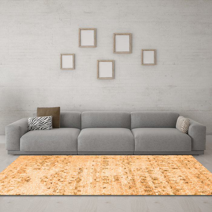 Machine Washable Solid Orange Modern Area Rugs in a Living Room, wshcon836org