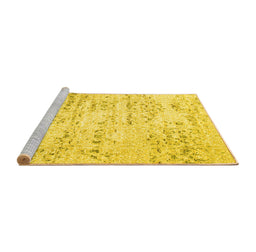 Sideview of Machine Washable Solid Yellow Modern Rug, wshcon836yw