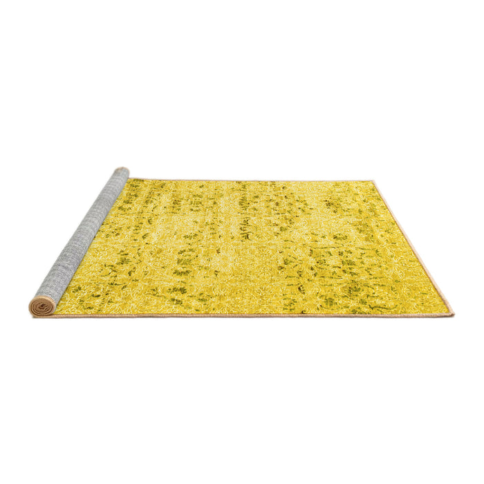 Sideview of Machine Washable Solid Yellow Modern Rug, wshcon836yw