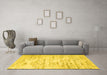 Machine Washable Solid Yellow Modern Rug in a Living Room, wshcon836yw