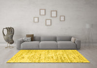 Machine Washable Solid Yellow Modern Rug, wshcon836yw