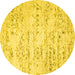 Round Machine Washable Solid Yellow Modern Rug, wshcon836yw