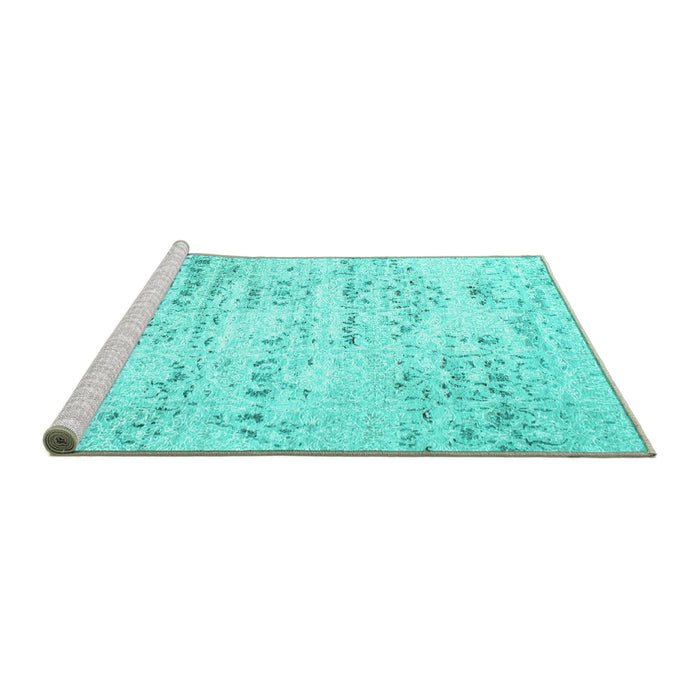 Sideview of Machine Washable Solid Turquoise Modern Area Rugs, wshcon836turq