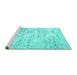 Sideview of Machine Washable Solid Turquoise Modern Area Rugs, wshcon836turq