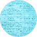 Round Machine Washable Solid Light Blue Modern Rug, wshcon836lblu