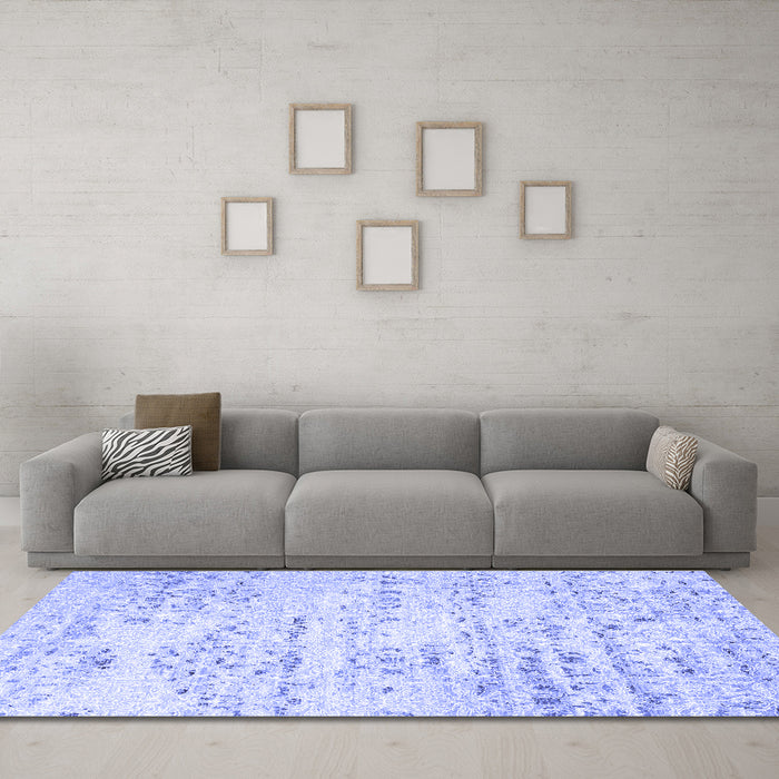 Machine Washable Solid Blue Modern Rug in a Living Room, wshcon836blu
