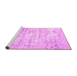 Sideview of Machine Washable Solid Pink Modern Rug, wshcon836pnk