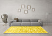 Machine Washable Abstract Yellow Contemporary Rug in a Living Room, wshcon837yw