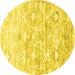 Round Abstract Yellow Contemporary Rug, con837yw