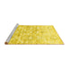 Sideview of Machine Washable Abstract Yellow Contemporary Rug, wshcon837yw