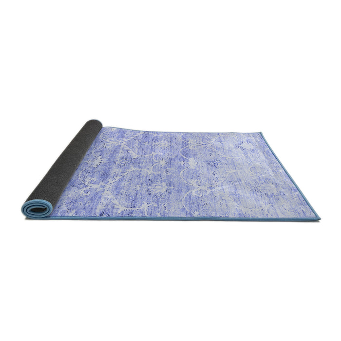 Sideview of Abstract Blue Contemporary Rug, con837blu