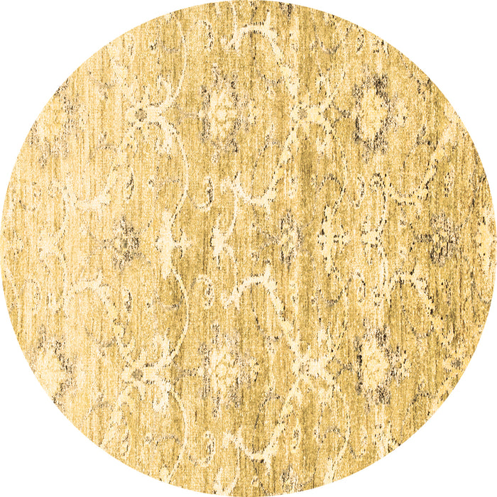 Round Abstract Brown Contemporary Rug, con837brn