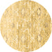 Round Abstract Brown Contemporary Rug, con837brn