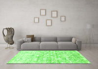 Machine Washable Abstract Green Contemporary Rug, wshcon837grn