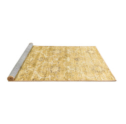 Sideview of Machine Washable Abstract Brown Contemporary Rug, wshcon837brn