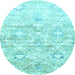 Round Machine Washable Abstract Light Blue Contemporary Rug, wshcon837lblu