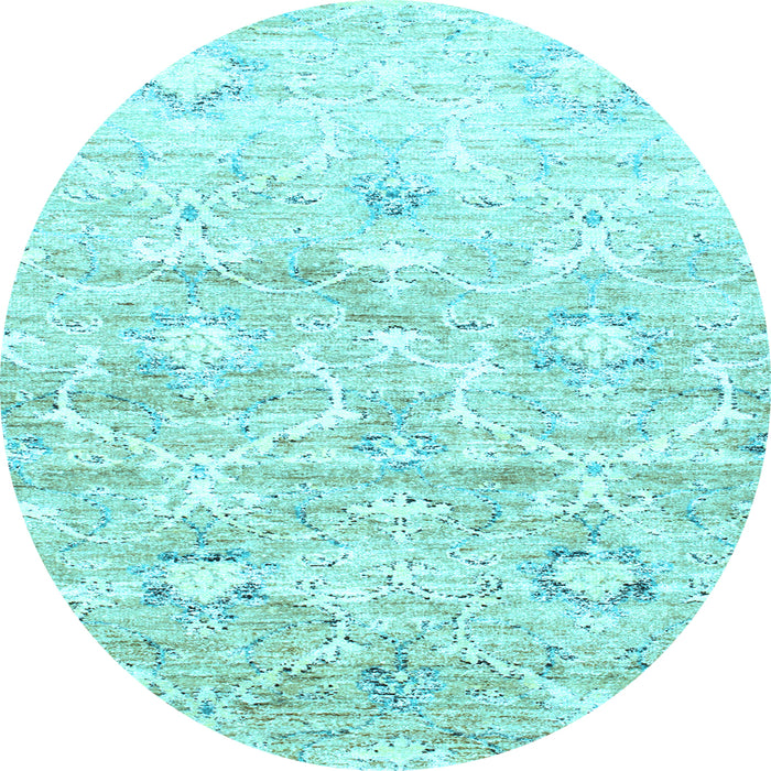 Round Abstract Light Blue Contemporary Rug, con837lblu