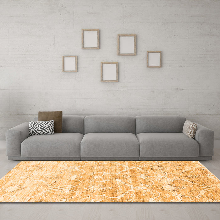 Machine Washable Abstract Orange Contemporary Area Rugs in a Living Room, wshcon837org