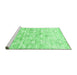 Sideview of Machine Washable Abstract Emerald Green Contemporary Area Rugs, wshcon837emgrn