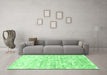 Machine Washable Abstract Emerald Green Contemporary Area Rugs in a Living Room,, wshcon837emgrn