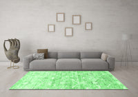 Machine Washable Abstract Emerald Green Contemporary Rug, wshcon837emgrn