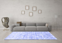 Machine Washable Abstract Blue Contemporary Rug, wshcon837blu