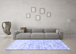 Machine Washable Abstract Blue Contemporary Rug in a Living Room, wshcon837blu