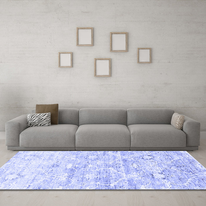 Machine Washable Abstract Blue Contemporary Rug in a Living Room, wshcon837blu