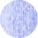 Round Abstract Blue Contemporary Rug, con837blu