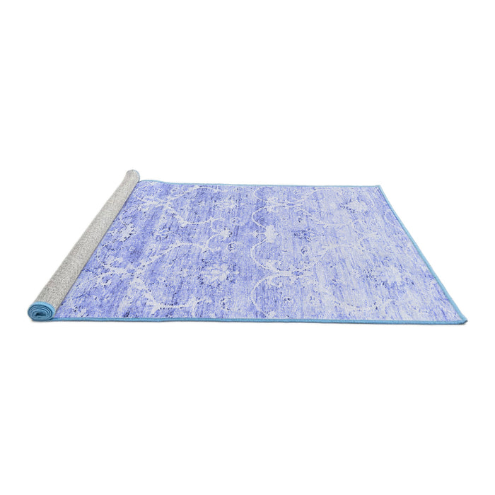 Sideview of Machine Washable Abstract Blue Contemporary Rug, wshcon837blu