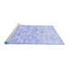 Sideview of Machine Washable Abstract Blue Contemporary Rug, wshcon837blu