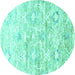 Round Abstract Turquoise Contemporary Rug, con837turq