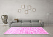 Machine Washable Abstract Pink Contemporary Rug in a Living Room, wshcon837pnk