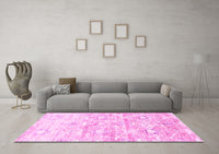 Machine Washable Abstract Pink Contemporary Rug, wshcon837pnk