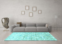 Machine Washable Abstract Light Blue Contemporary Rug, wshcon837lblu