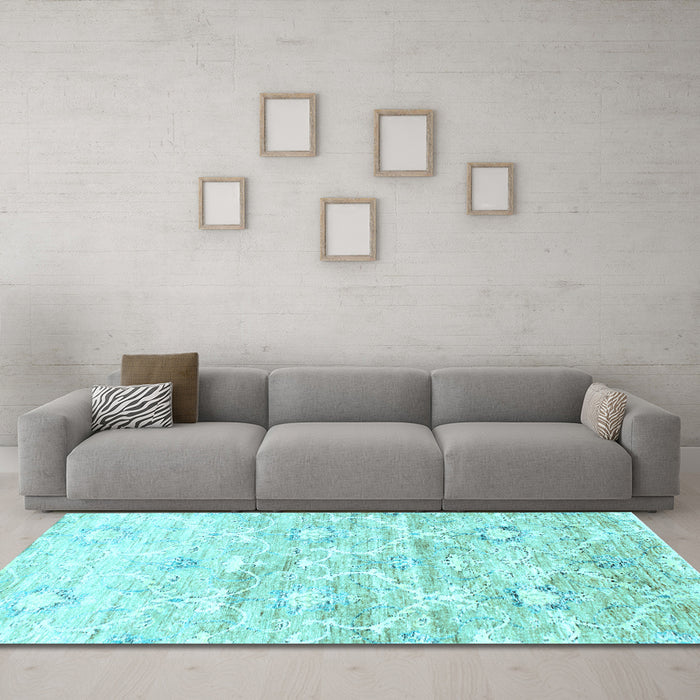 Machine Washable Abstract Light Blue Contemporary Rug in a Living Room, wshcon837lblu
