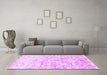 Machine Washable Abstract Purple Contemporary Area Rugs in a Living Room, wshcon837pur