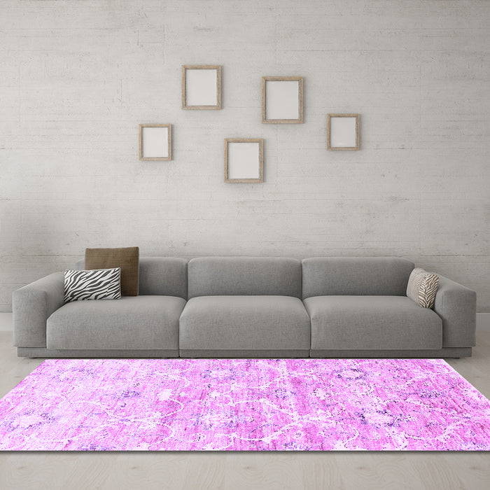 Machine Washable Abstract Purple Contemporary Area Rugs in a Living Room, wshcon837pur