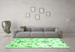 Machine Washable Abstract Emerald Green Contemporary Area Rugs in a Living Room,, wshcon838emgrn