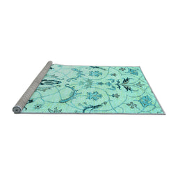 Sideview of Machine Washable Abstract Light Blue Contemporary Rug, wshcon838lblu