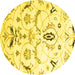 Round Abstract Yellow Contemporary Rug, con838yw