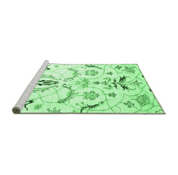 Sideview of Machine Washable Abstract Emerald Green Contemporary Area Rugs, wshcon838emgrn