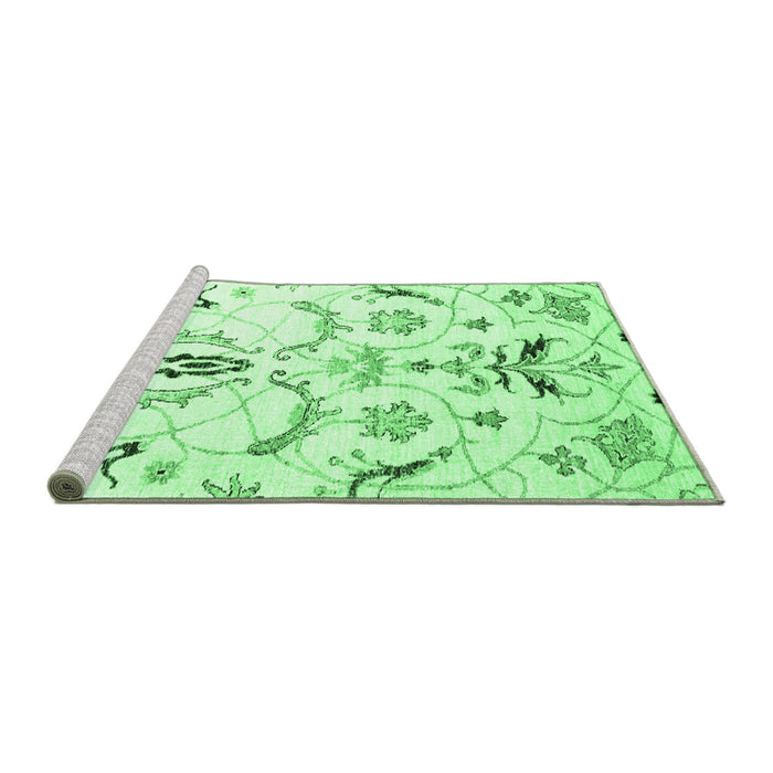 Sideview of Machine Washable Abstract Emerald Green Contemporary Area Rugs, wshcon838emgrn